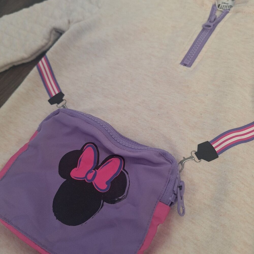 💙 Disney Girls Minnie Mouse Quarter Zip Hoodie Size 4T Warm Fall Cozy Cute Outf - Picture 4 of 8